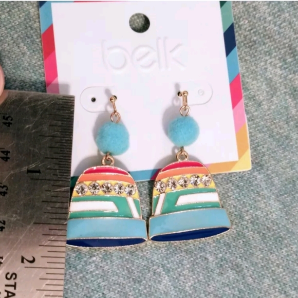 Pom Pom Beanie Hat Dangle Earrings - Picture 5 of 5